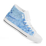 Ice Blue Marble Print White High Top Sneakers