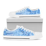 Ice Blue Marble Print White Low Top Sneakers