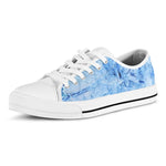 Ice Blue Marble Print White Low Top Sneakers