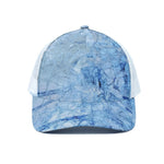 Ice Blue Marble Print White Mesh Trucker Cap