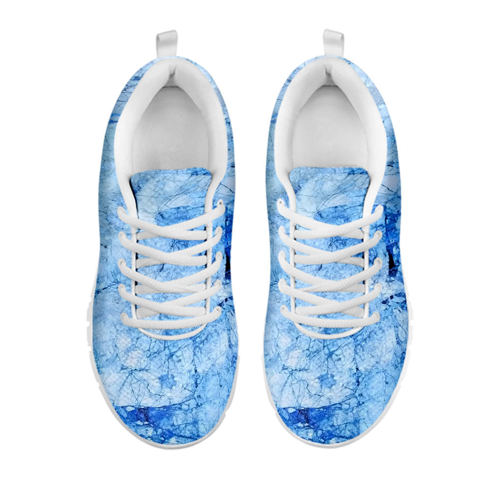Ice Blue Marble Print White Running Shoes