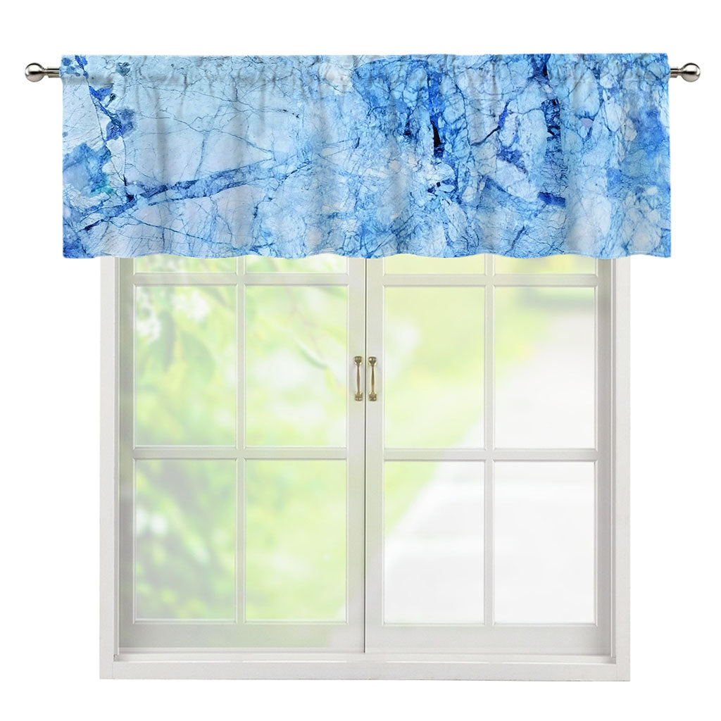 Ice Blue Marble Print Window Valance