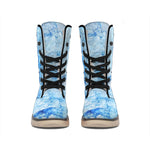 Ice Blue Marble Print Winter Boots