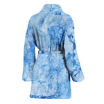 Ice Blue Marble Print Women's Bathrobe