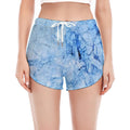 Ice Blue Marble Print Women's Split Running Shorts