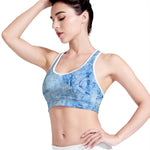 Ice Blue Marble Print Women's Sports Bra