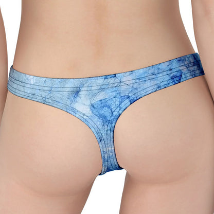 Ice Blue Marble Print Women's Thong