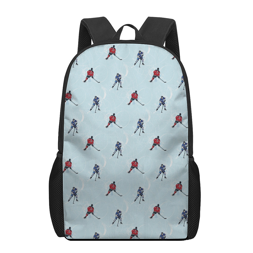 Ice Hockey Players Pattern Print 17 Inch Backpack