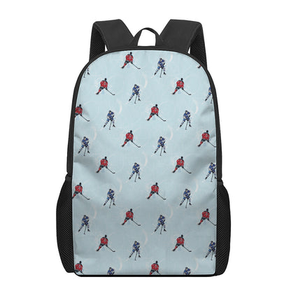 Ice Hockey Players Pattern Print 17 Inch Backpack