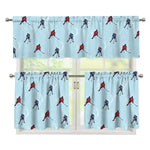 Ice Hockey Players Pattern Print 3 Piece Kitchen Curtains