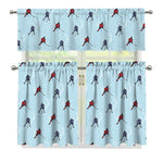Ice Hockey Players Pattern Print 3 Piece Kitchen Curtains