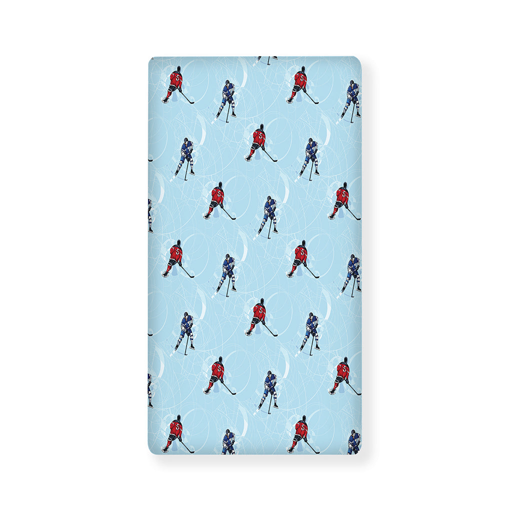 Ice Hockey Players Pattern Print Baby Crib Sheet