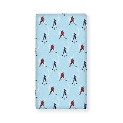 Ice Hockey Players Pattern Print Baby Crib Sheet