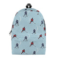 Ice Hockey Players Pattern Print School Backpack