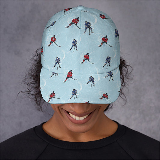 Ice Hockey Players Pattern Print Baseball Cap