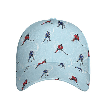 Ice Hockey Players Pattern Print Baseball Cap