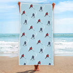 Ice Hockey Players Pattern Print Beach Towel