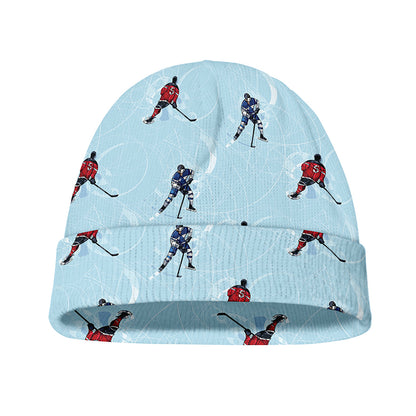 Ice Hockey Players Pattern Print Beanie