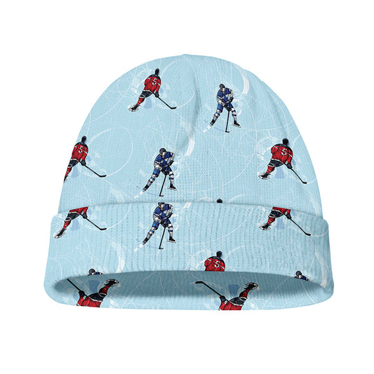 Ice Hockey Players Pattern Print Beanie