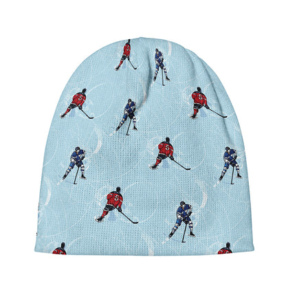 Ice Hockey Players Pattern Print Beanie
