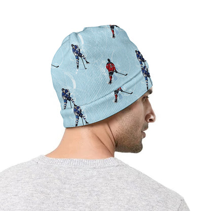 Ice Hockey Players Pattern Print Beanie