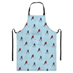 Ice Hockey Players Pattern Print Bib Apron With Pocket