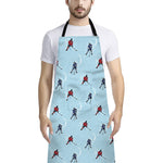 Ice Hockey Players Pattern Print Bib Apron With Pocket