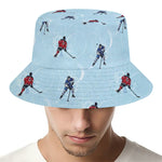 Ice Hockey Players Pattern Print Bucket Hat