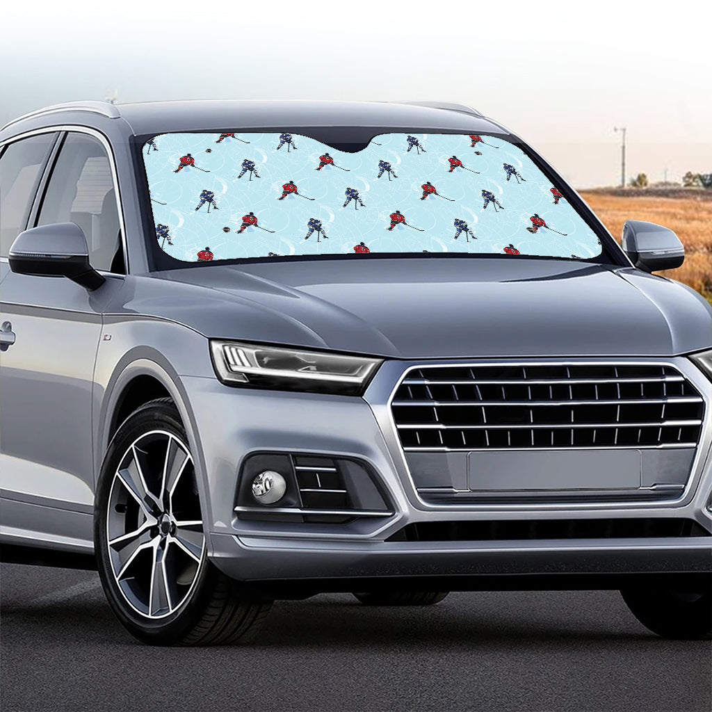 Ice Hockey Players Pattern Print Car Windshield Sun Shade
