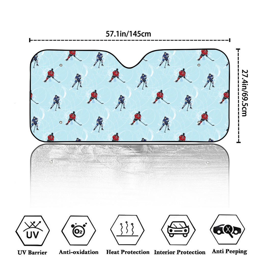 Ice Hockey Players Pattern Print Car Windshield Sun Shade
