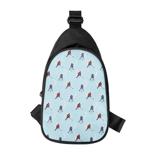 Ice Hockey Players Pattern Print Chest Bag