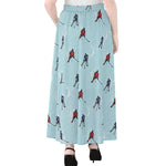 Ice Hockey Players Pattern Print Chiffon Maxi Skirt