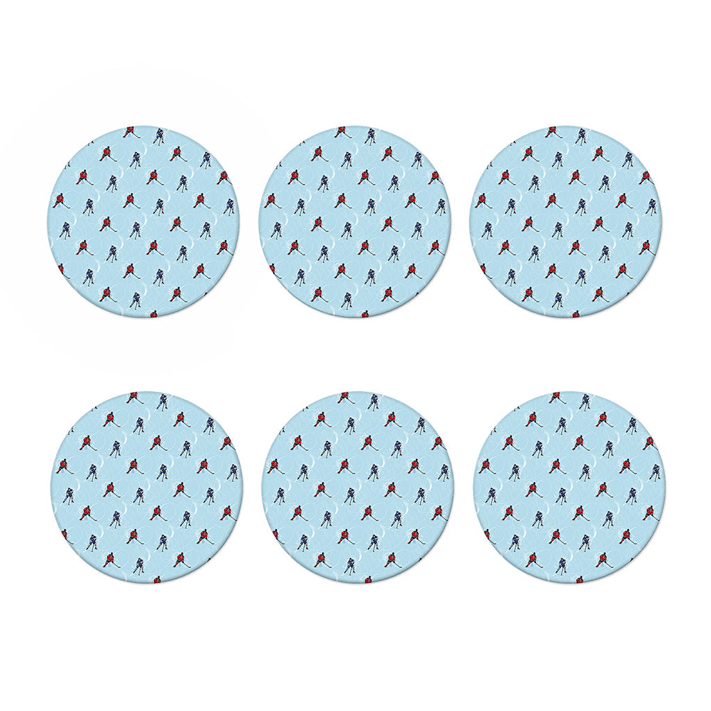 Ice Hockey Players Pattern Print Coaster Set