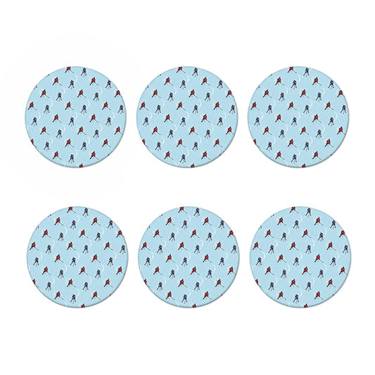 Ice Hockey Players Pattern Print Coaster Set