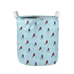 Ice Hockey Players Pattern Print Collapsible Laundry Basket
