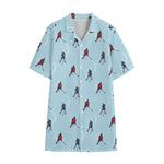Ice Hockey Players Pattern Print Cotton Hawaiian Shirt
