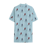 Ice Hockey Players Pattern Print Cotton Hawaiian Shirt