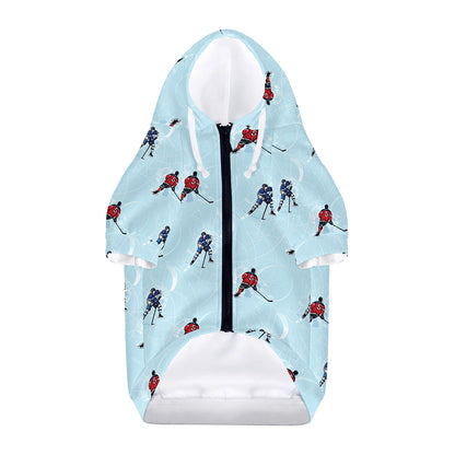 Ice Hockey Players Pattern Print Dog Zip Up Hoodie
