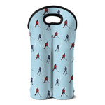 Ice Hockey Players Pattern Print Double Neoprene Wine Tote