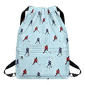 Ice Hockey Players Pattern Print Drawstring Backpack