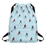 Ice Hockey Players Pattern Print Drawstring Backpack