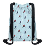 Ice Hockey Players Pattern Print Drawstring Backpack