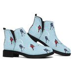 Ice Hockey Players Pattern Print Flat Ankle Boots