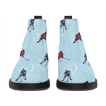 Ice Hockey Players Pattern Print Flat Ankle Boots