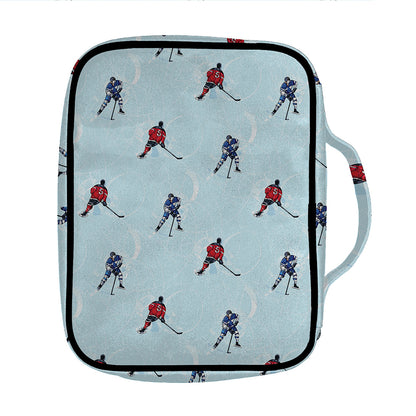 Ice Hockey Players Pattern Print Front Pocket Bible Bag