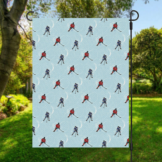 Ice Hockey Players Pattern Print Garden Flag