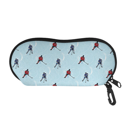 Ice Hockey Players Pattern Print Glasses Case