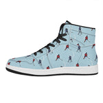 Ice Hockey Players Pattern Print High Top Leather Sneakers