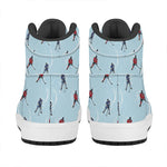 Ice Hockey Players Pattern Print High Top Leather Sneakers