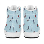 Ice Hockey Players Pattern Print High Top Leather Sneakers